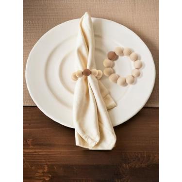 Imagem de Anéis de guardanapo, contas de silicone elástico para decoração de mesa, remoção de ervas daninhas, jantar, conjunto de 2 peças (bege-marrom
