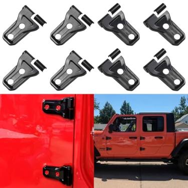 Imagem de XhuangTech Pacote com 8 capas de dobradiça de porta preta, adesivo ABS para dobradiça de porta com fita adesiva, acessórios de proteção externa (para Wrangler JL/JLU 2018-2025, 2 portas e 4 portas)