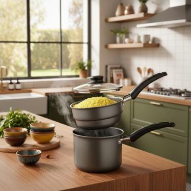 Imagem de Cuscuzeira 1l Compacta Aluminio Antiad. 2/ 1 Legumes A Vapor - MTA