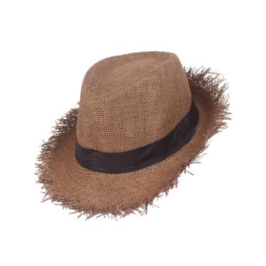 Imagem de 1 chapéu de sol de palha tecido com aba, chapéu unissex de jardim de verão para praia