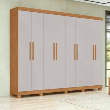 Imagem de Guarda Roupa Casal com Pés 8 Portas Andara Lopas, Amendoa Clean Off wh