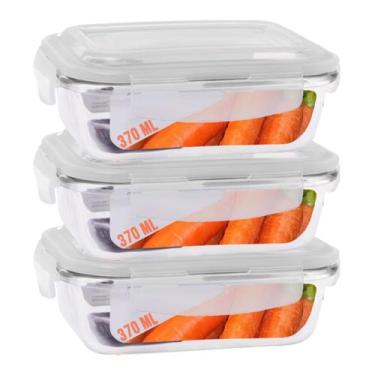 Imagem de Pote Vidro 370ML Vai ao Forno e Microondas com Tampa 3 Unidade - DONA 