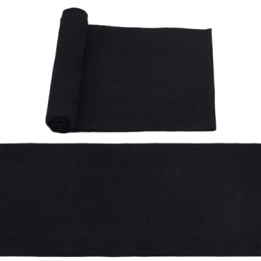 Imagem de FREEBLOSS 2 peças de tecido canelado preto para punhos tecido canelado de malha elástica 95% algodão 5% elastano mistura para mangas meias e faixas de pescoço 1,2 jardas de costura e tecidos de