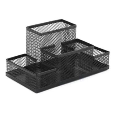Imagem de Organizador de Mesa em Metal Preto, Suporte para escritório, home office com 4Compartimentos, Design moderno para Escritório