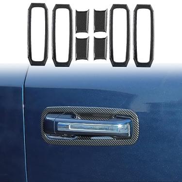 Imagem de Para Ram 1500 TRX 2021-2024 Tampa decorativa para maçaneta lateral externa 8 peças (fibra de carbono preta)