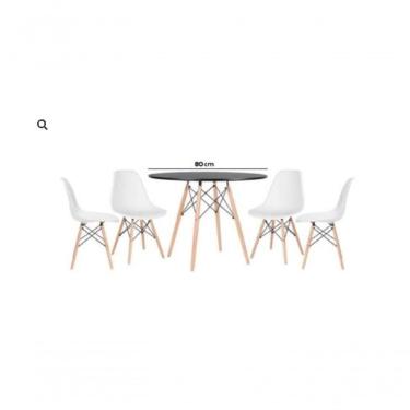 Imagem de Conjunto De Jantar Mesa Eiffel 80cm Preta 4 Cadeiras Dkr