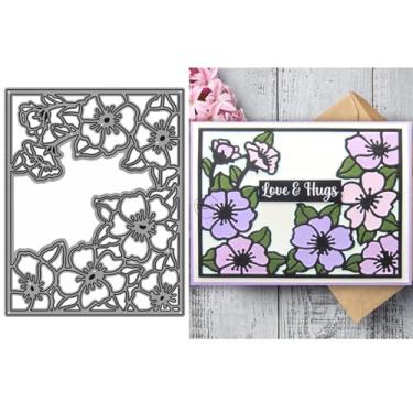 Imagem de DzIxY Placa de fundo de flores, moldes de corte de metal para fazer cartões, conjunto de recortes de papel, estêncil, suprimentos, modelos de máquina