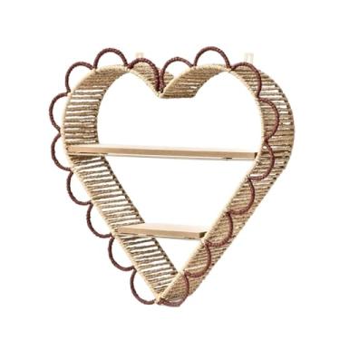 Imagem de MotiveTech Prateleira de parede em formato de coração, prateleira flutuante multiuso de 2 camadas para banheiro e penteadeira