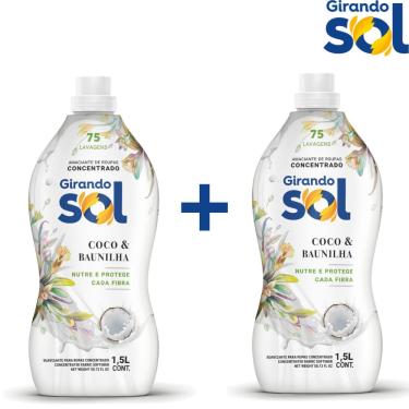 Imagem de Kit 2 Amaciante Concentrado Roupas Delicadas Girando Sol Coco com Baunilha 1,5 Lts