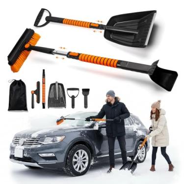Imagem de KUNELL PAPO Raspador de gelo de 106 cm e escova extensível para neve, pá, vassoura de neve com aderência de espuma, cabeça de escova giratória de 180°, raspador de neve para carros, caminhões, SUVs