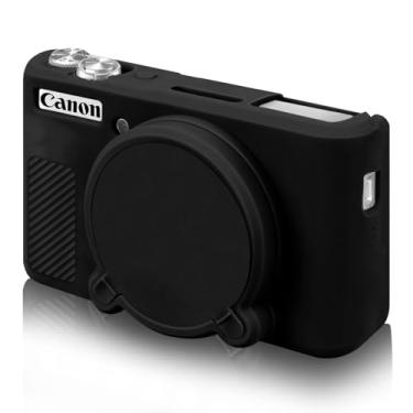 Imagem de HESPLUS Capa para câmera digital Canon Powershot SX740 HS / SX730, capa protetora de silicone preta com tampa de lente removível