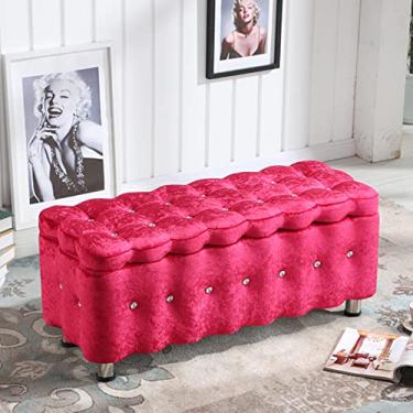 Imagem de Banqueta de armazenamento retangular com tampa articulada, banco de sofá para sala de estar, banco de quarto, cama, banco para sala de estar, banco para troca de sapatos/U/40 x 40 x 80 cm
