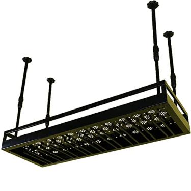 Imagem de Prateleira de armazenamento de garrafa de vinho rack de vinho pendurado no teto, unidade de bar, suporte de taça de champanhe, casa, bar, cozinha, decorativo, metal, expositor, prateleiras/100 * 35 cm