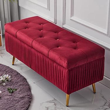 Imagem de Banqueta Ottomans para pés com banco de pés de armazenamento oculto estofado com pernas de metal - banco de cabeceira de cama, banco de janela para sala de estar quarto/cor 12/120 x 40 x 45 cm