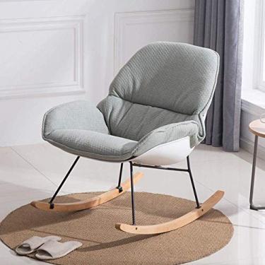 Imagem de Cadeira de balanço com apoios de braços e encosto almofada removível cadeira reclinável relaxante para sala de estar, pátio e terraço