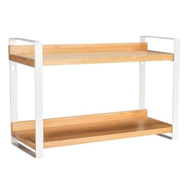 Imagem de Nurtopia Porta-temperos de bancada, acessórios para cafés, suportes de especiarias, prateleira de balcão, estação organizadora de café de 2 camadas para canecas, temperos, creme, xarope (branco)