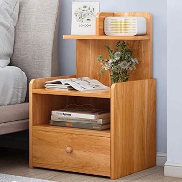 Imagem de Mesa de cabeceira, mesa de cabeceira, mesa de cabeceira simples, pequena, multifuncional, armário de cabeceira estilo escandinavo, gavetas de quarto, prateleira de armazenamento de mesa lateral branca