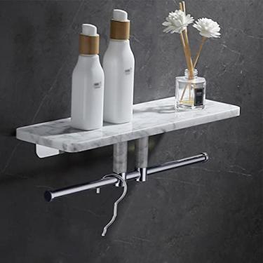 Imagem de LXPYMXDP Prateleira de banheiro, organizador de lavatório, organizador de banheiro, organizador de toalheiro, organizador de chuveiro de banheiro/galvanoplastia branca 40 cm