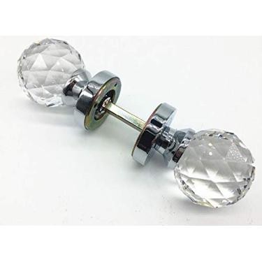 Imagem de 3FLQOOPP Puxador de porta grande de cristal K9 sólido banhado a ouro e cromado de liga de zinco transparente 60 mm - (cor: dourado) (cromado)