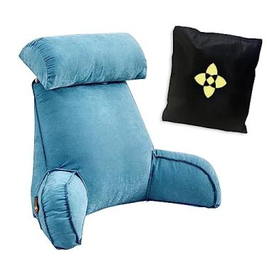 Imagem de JOEUQK Travesseiro de leitura para descanso de cama, almofadas de braço de cadeira de cama, travesseiro de apoio lombar, almofada de descanso de costas, travesseiro de descanso de cama com capa