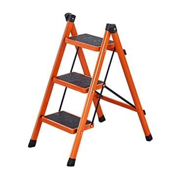 Imagem de Escadas dobráveis com 3 degraus de metal resistente, mini degraus dobráveis com 3 degraus largos antiderrapantes grandes escadas portáteis para cozinha doméstica escada resistente (cor: Escada H