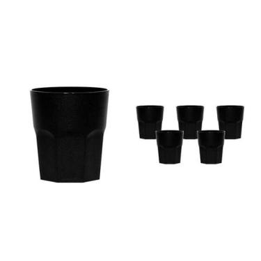 Imagem de Kit 6 Copos Mini Roma Preto 300Ml Plástico Premium - Bb Store