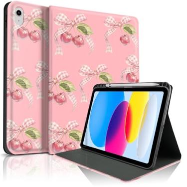 Imagem de TopPerfekt Capa para iPad 11th (A16) 11 polegadas 2025/10ª geração 11 polegadas 2022, capa protetora com design de estética elegante cereja chique bonito com suporte para lápis, antiderrapante, à