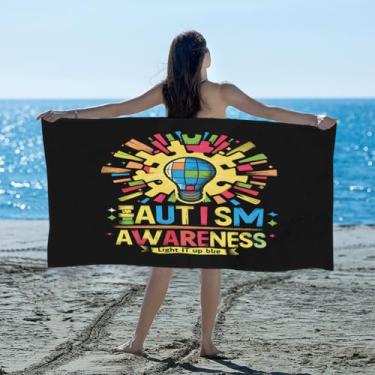 Imagem de hongjinglin Toalha de praia absorvente de secagem rápida, lâmpada colorida de autismo, microfibra leve, toalha de piscina, toalhas de banho macias sem areia para praia, natação, banheiro, chuveiro