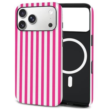 Imagem de Mokiy Capa de telefone TPU para iPhone, MagSafe compatível com carregamento sem fio, à prova de choque, capa protetora de ajuste fino com proteção antiamarelamento e câmera elevada (Stripe 1, iPhone