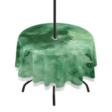 Imagem de GUIJI Toalha de mesa redonda com 3 toalhas de mesa redondas com orifício para guarda-chuva e zíper para sala de jantar, festa, piquenique ao ar livre - 152 cm