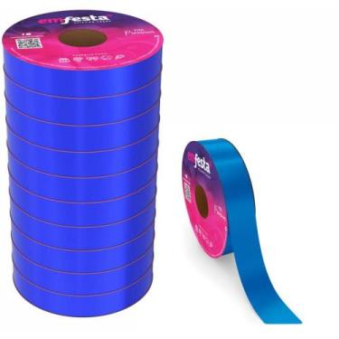 Imagem de Fita Poli Lisa 15X50M Azul Royal Pacote com 10 Rolos - Emfesta