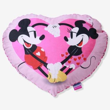 Imagem de Almofada Formato Fibra Coracao Mickey E  Minnie Namorados
