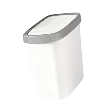 Imagem de KiBcsLic Lixeira moderna retangular com tampa de pressão para espaços pequenos, ideal para escritório, cozinha, dormitório e quarto, S