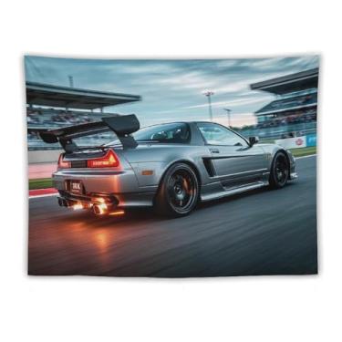 Imagem de HouLaiZhe Tapeçaria de carro Jdm Carro Nsx Esportes Fogo Parede Quarto Decoração de Casa Tapeçarias Estética Piquenique Decoração de Parede Arte de Parede para Dormitório Sala de Estar 152 cm x 203 cm