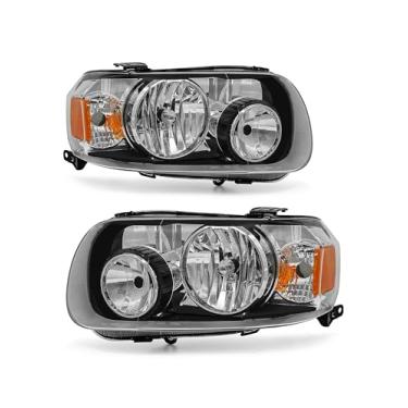 Imagem de Para Ford Escape/submodelo/híbrido/limitado/XLS/XLT 2005 2006 2007 compatível com Escape 05-07 conjunto de faróis cromados, refletor âmbar par de substituição lado esquerdo e direito