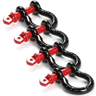 Imagem de 4 manilhas de anel D de 1,9 cm (WLL 4,75T) - Manilhas de reboque resistentes para tratores, caminhões, puxões de tocos e guinchos - manilha de pino de parafuso de aço forjado por MangoPark