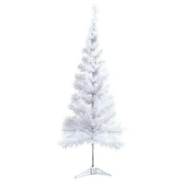 Imagem de Arvore natal pinheiro branco 150cm/200gl c/pe de plástico - wincy nata