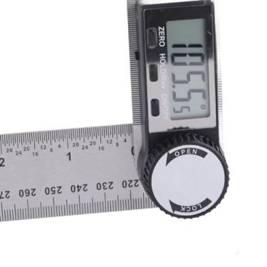 Imagem de Cosiki Régua de Medição de Esquadria de Transferidor Eletrônico de 10-390 Mm de Aço Inoxidável Com Botão de Travamento, Display LCD, de Cálculo Digital para Medições Precisas, Ideal para