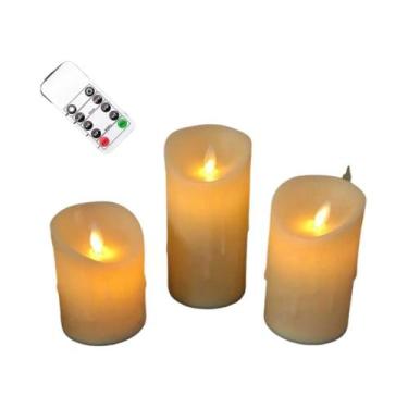 Imagem de Conjunto De 3 Velas Decorativas LED Com Controle Remoto, Velas De Pila