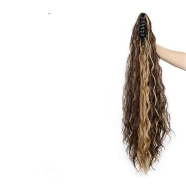 Imagem de Extensões de cabelo humano real para mulheres, extensões de cabelo encaracolado amarelo com clipe macio em extensões de cabelo humano