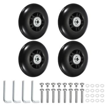 Imagem de YELARXI Replacement Luggage Wheels, Suitcase Wheels Replacement Kit 80x24mm & 2 Set & Rubber & Black - Fitting for (Swivel Caster Bearings Repair/Replacing/Roller Bag/Suitcase/Spinner)