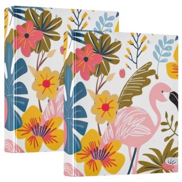 Imagem de Pasta redonda para prancheta flamingos rosa com 3 anéis para material escolar e de escritório, 1 pacote