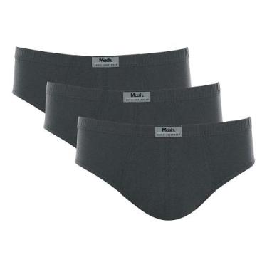 Imagem de Kit 3 Cuecas Slip Mash Algodão Lisa 074.58, G, Cinza chumbo