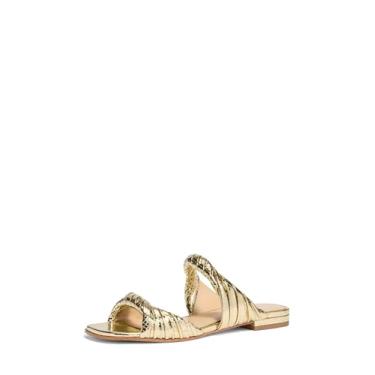 Imagem de Michael Kors Sandália rasteira feminina Kiana, Couro de cobra metálico/ouro pálido, 36