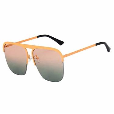 Imagem de Óculos de Sol Metálicos com Lentes Degradê UV400 para Esportes ao Ar Livre, Corrida e Ciclismo, nas Cores Laranja, Rosa e Verde.