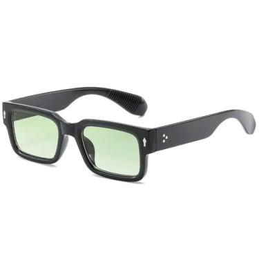 Imagem de Óculos de Sol Femininos com Rebites, Armação Grossa, Lentes Degradê, Proteção UV400, Estilo Punk, para Esportes ao Ar Livre, Corrida e Ciclismo, Preto e Verde