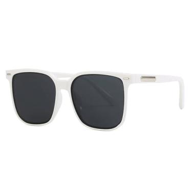 Imagem de Óculos de Sol Oversized com Rebites em Cores Vibrantes, Proteção UV400, para Esportes ao Ar Livre, Corrida e Ciclismo, Branco e Cinza