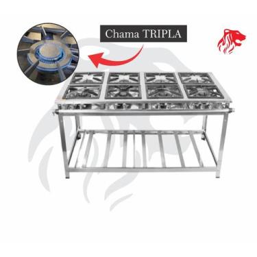 Imagem de Fogão Industrial 8 Bocas 30x30 P7 em Aço Inox Leona - Mr Fogões