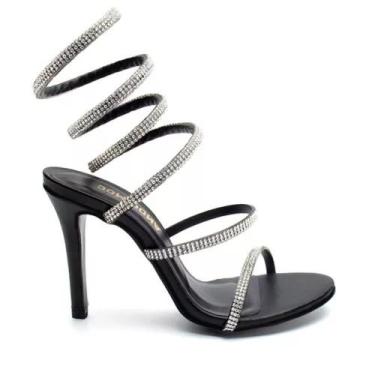 Imagem de Sandália Feminina Espiral Salto Fino Alto Amarração Da Moda tam 38