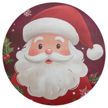 Imagem de xigua Jogo americano redondo de Natal Papai Noel, tapete de mesa redondo antiderrapante resistente ao calor, tapetes de mesa de 48 cm para decoração de cozinha, jantar e festa